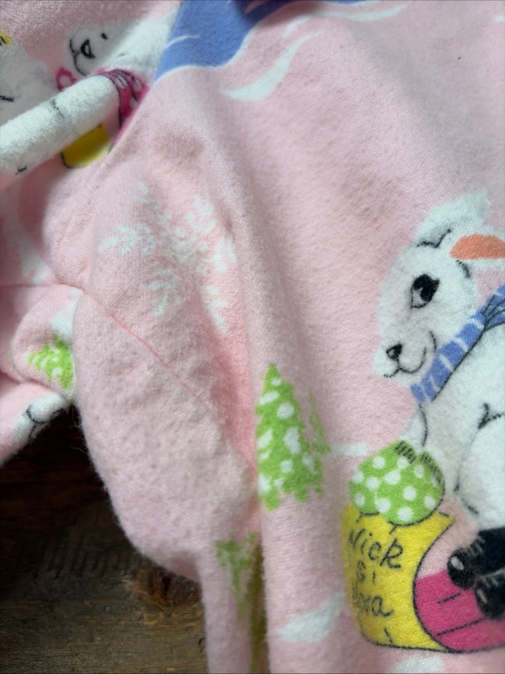 Nick and Nora Ski Bunnies Pajama Set Womens M Pink Flannel Long Sleeve Ski Sled - Picture 10 of 12